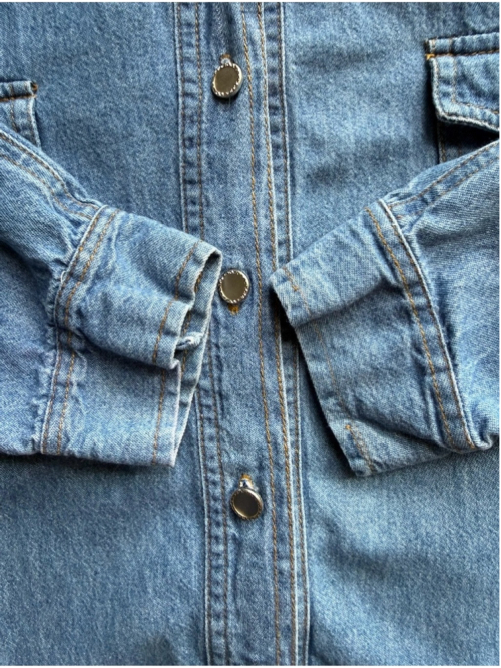 Vintage Thyme Wear Classic Light Blue Denim Button-Up Western Shirt Size XL - Picture 7 of 14